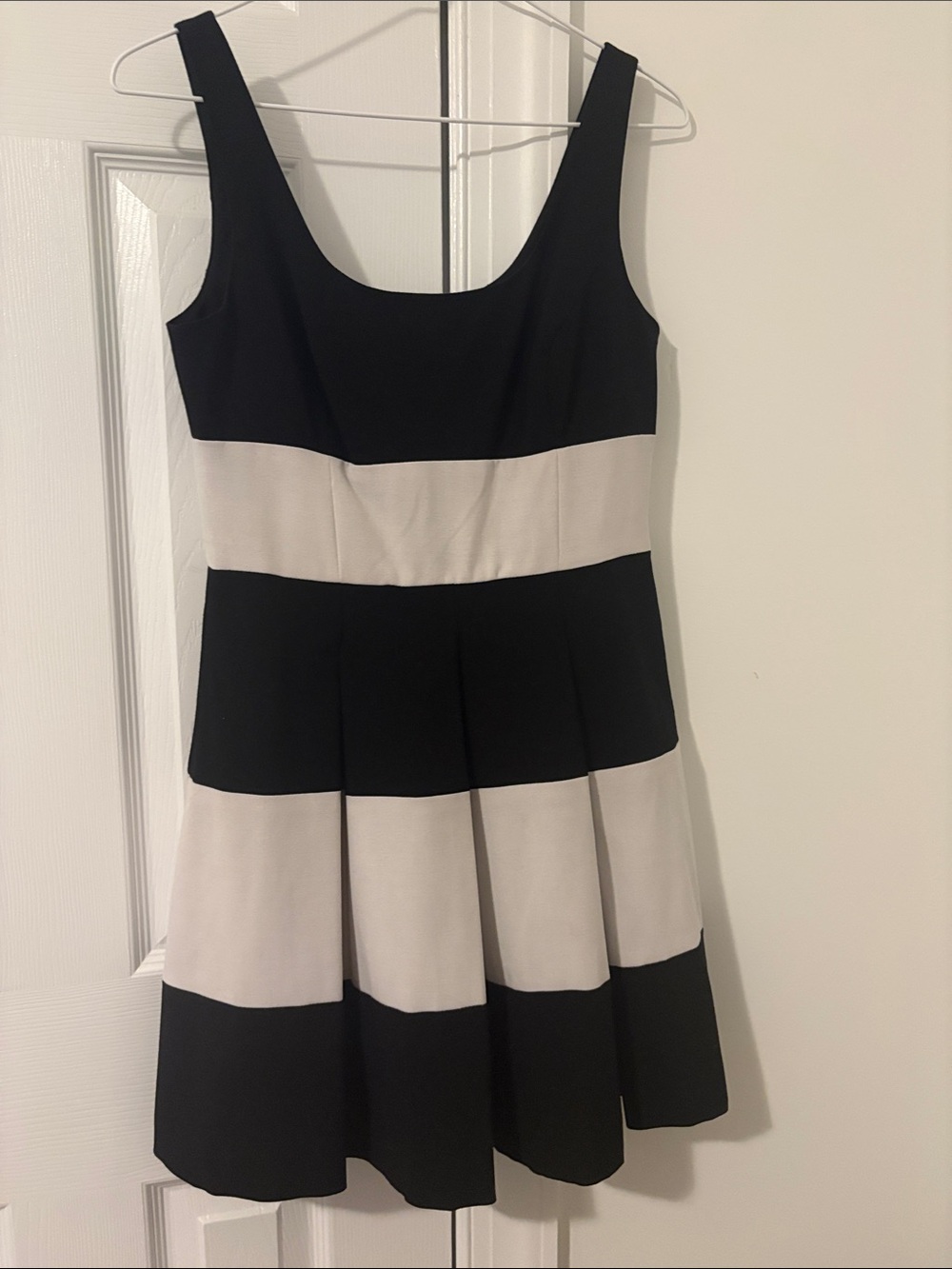 Lauren Ralph Lauren Black and White Striped Fit-and-Flare Mini Dress